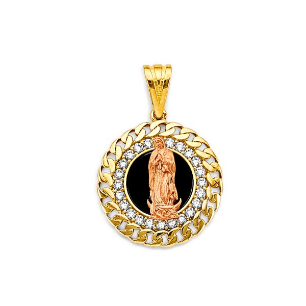 14K 2T CZ Onyx Guadalupe Pendant