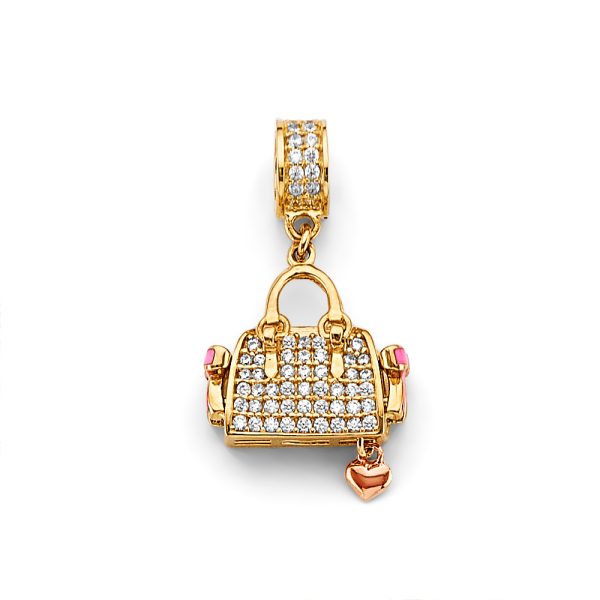 14K 2T CZ Purse Charm