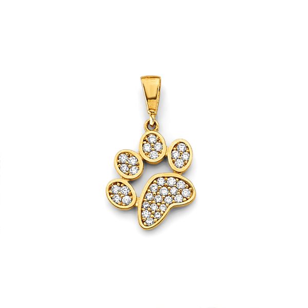 14KY CZ Dog Paw Pendant