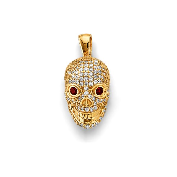 14KY CZ Skull Pendant