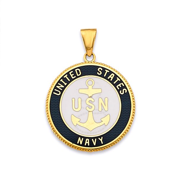 14KY US Navy Double Sided Pendant