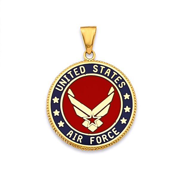 14KY US Air Force Double Sided Pendant