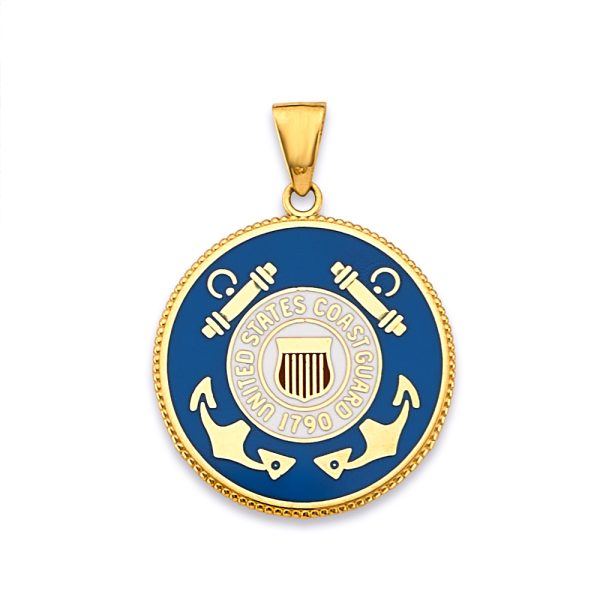 14KY US Coast Guard Double Sided Pendant