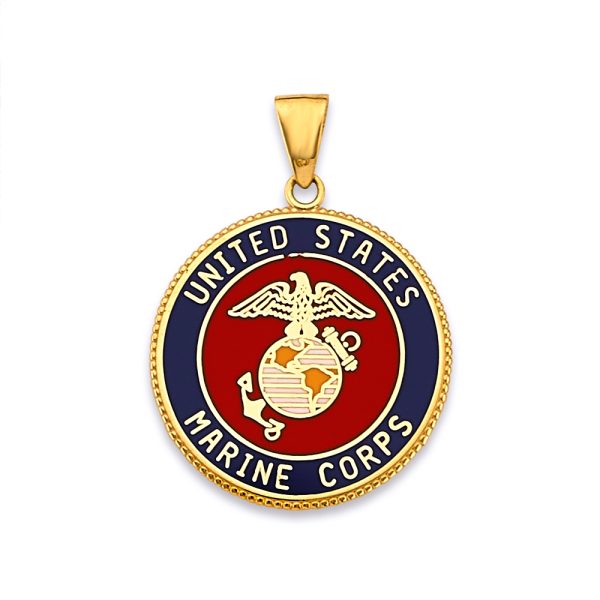 14KY US Marine Double Sided Pendant