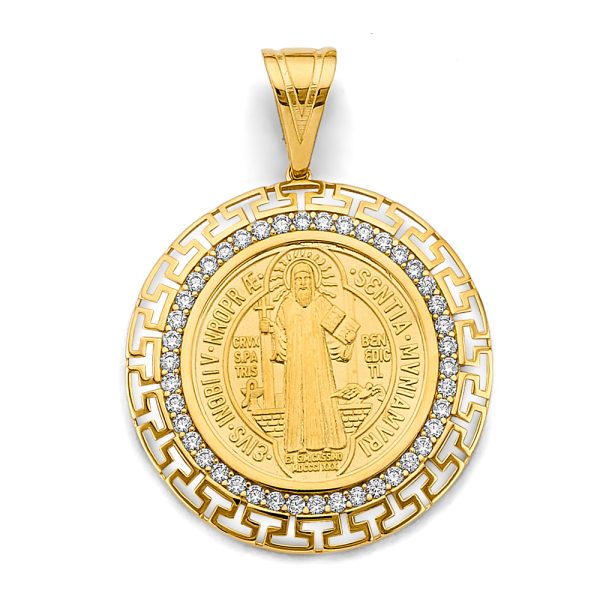 14K 2T CZ Greek Frame San Benito Pendant