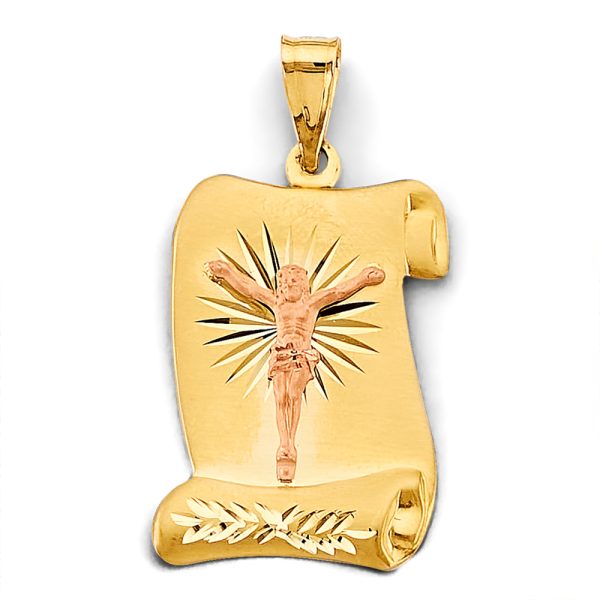 14K 2T Stamp Jesus Christ Pendant