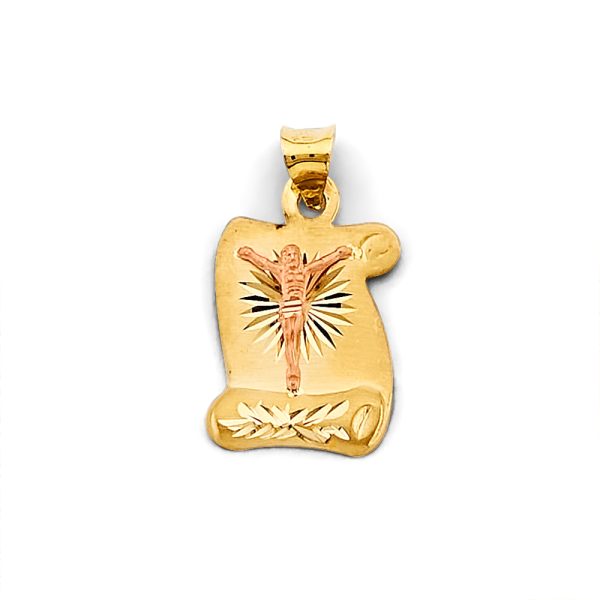 14K 2T Stamp Jesus Christ Pendant