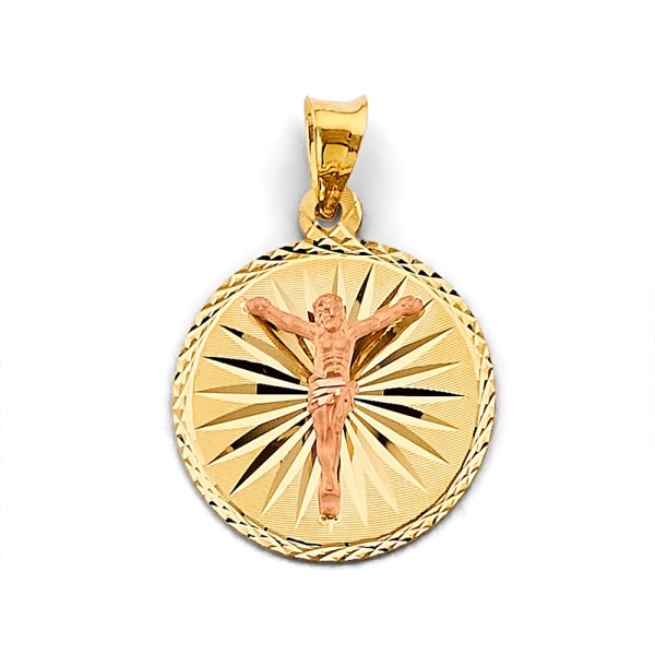 14K 2T Stamp Jesus Christ Pendant