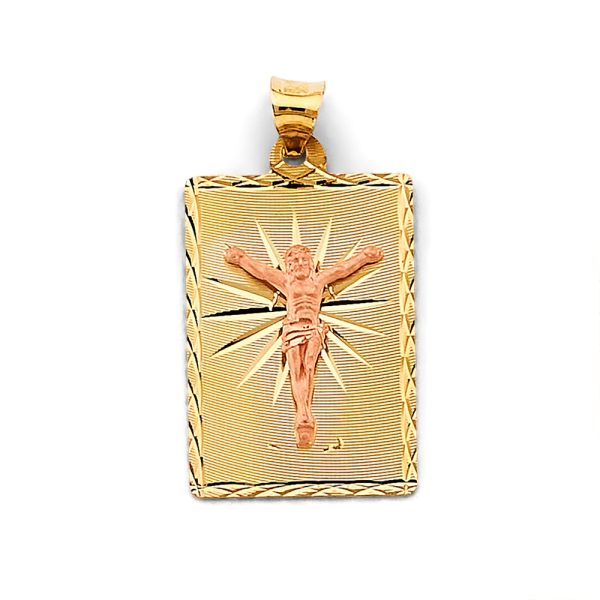 14K 2T Stamp Jesus Christ Pendant