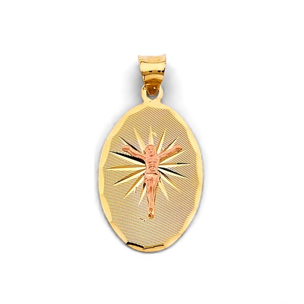 14K 2T Stamp Jesus Christ Pendant