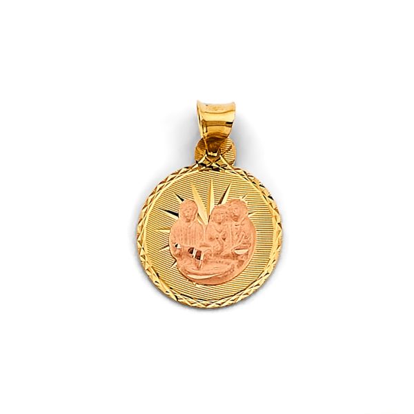 14K 2T Stamp Holy Family Pendant