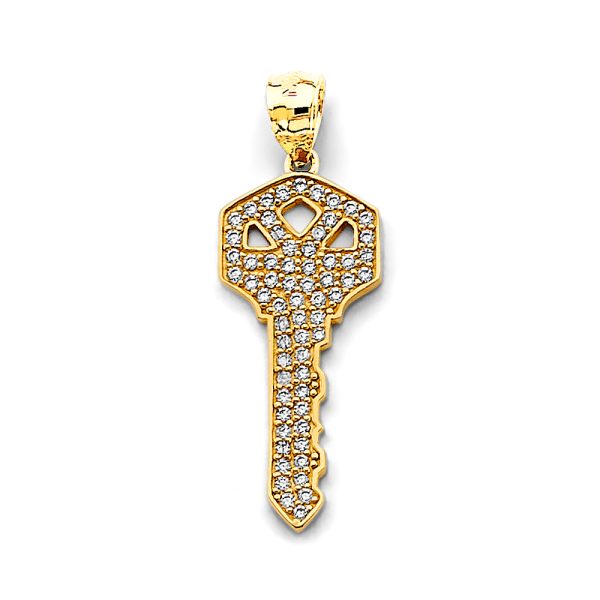 14KY CZ Key Pendant