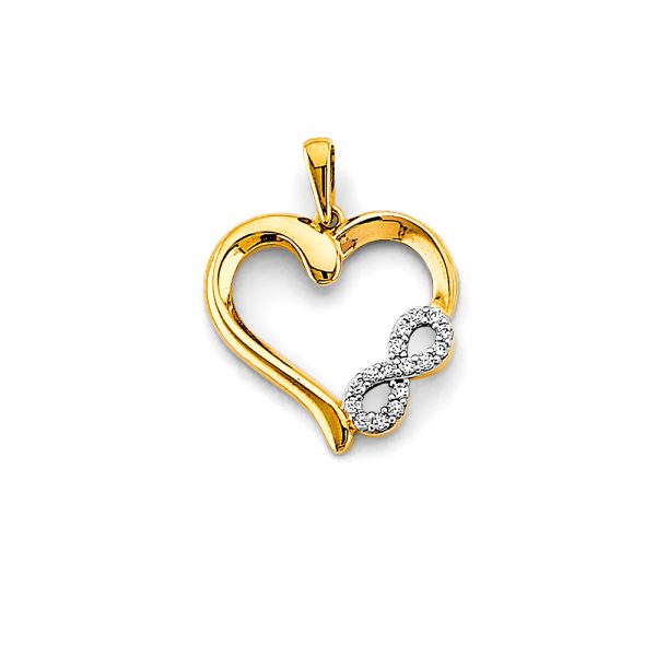 14K 2T CZ Heart Infinity Pendant