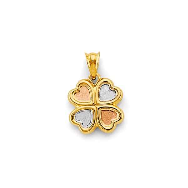 14K 3C Heart Clover Pendant