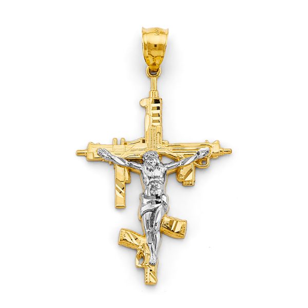 14K 2T Crucifix Cross Pendant