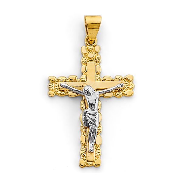 14K 2T Crucifix Cross Pendant