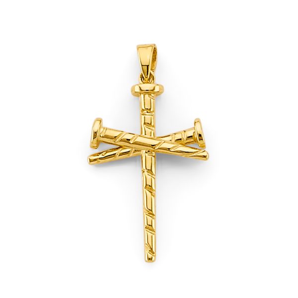 14KY Nail Cross Pendant