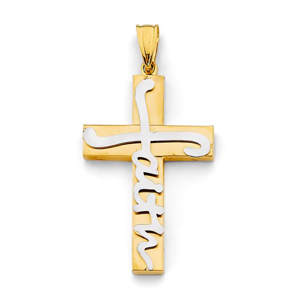 14K 2T Faith Cross Pendant