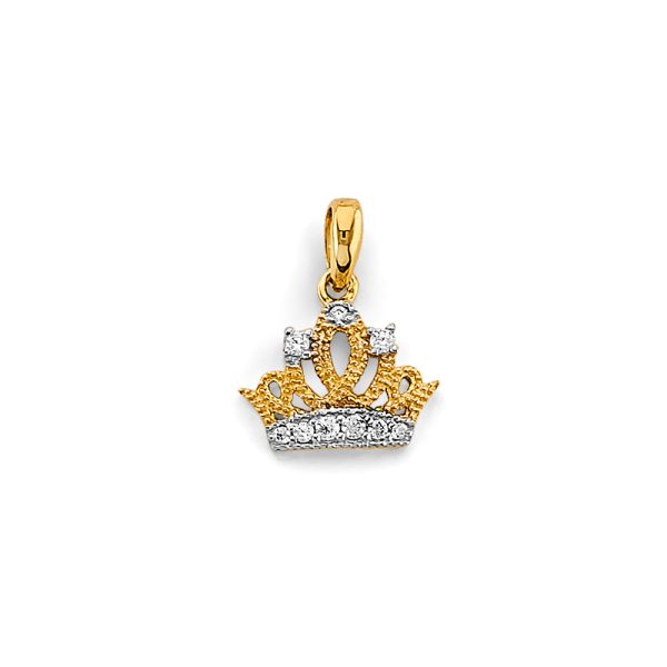 14K 2T Small Crown Pendant