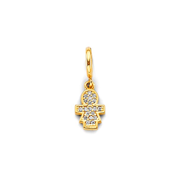 14K 2T CZ Girl Charm for Mix&Match Bracelet