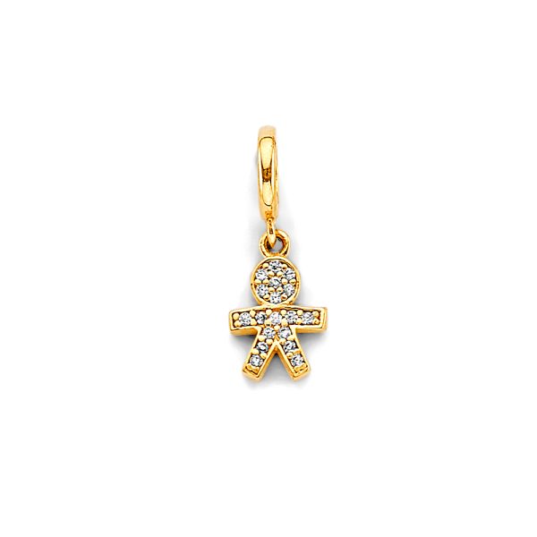 14K 2T CZ Boy Charm for Mix&Match Bracelet