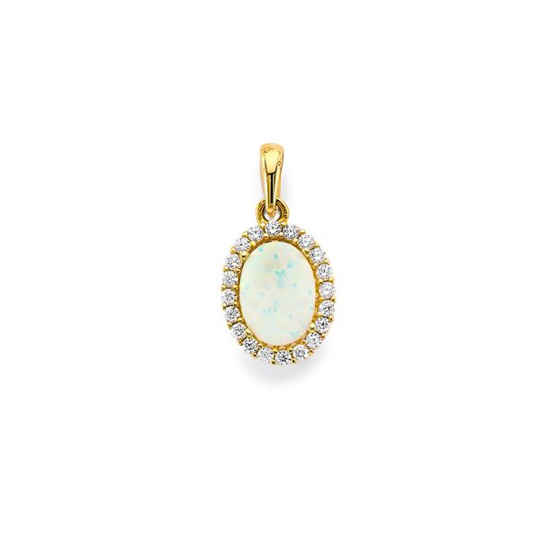 14KY CZ Opal Pendant/Set