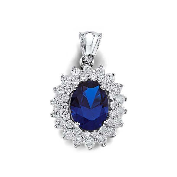 14KW Blue CZ Pendant/Set