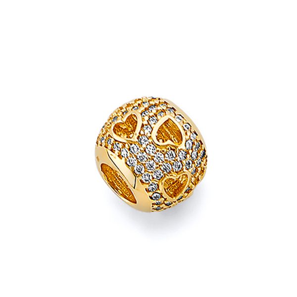 14K 2T CZ Oval Cut Out Slider