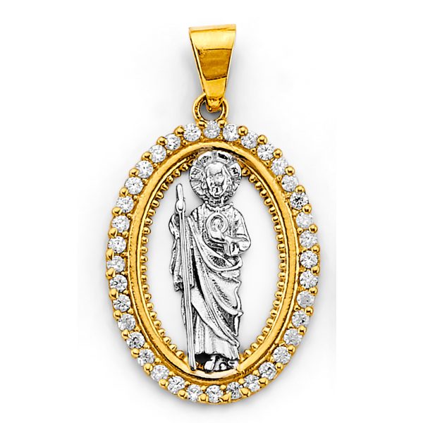 14K 2T CZ St. Jude Thaddeus Pendant