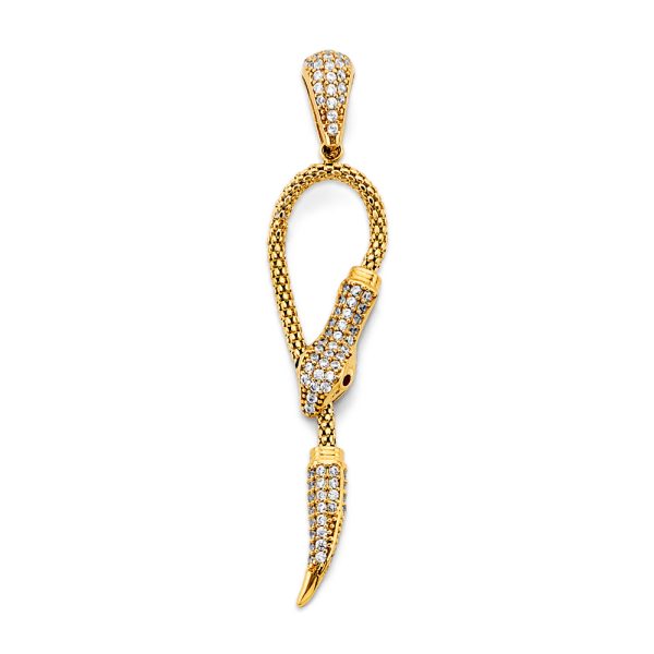 14K 2T CZ Snake Pendant