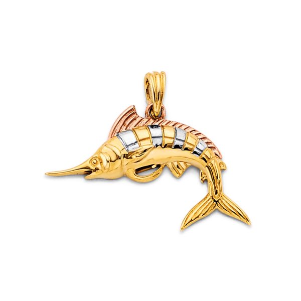 14K 3C Marlin Fish Pendant