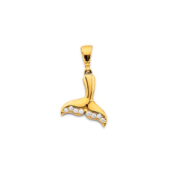 14KY CZ Dolphin Tail Pendant