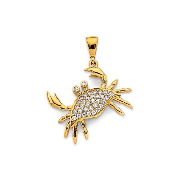 14KY CZ Crab Pendant