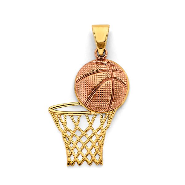 14K 2C Basketball Pendant