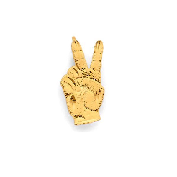 14KY Hand Peace Sign Pendant