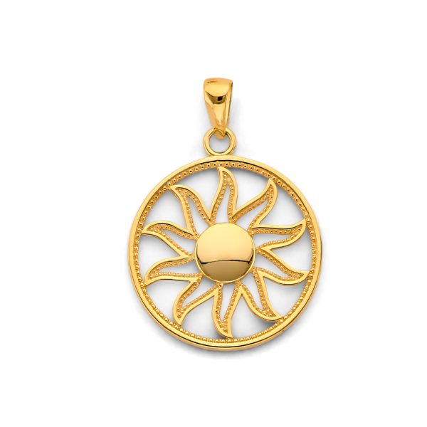 14KY Round Sun Pendant