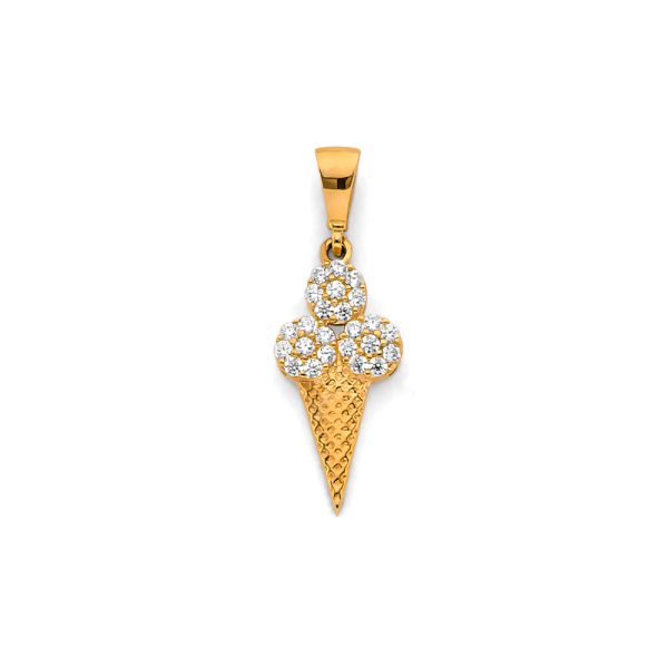 14KY CZ Ice Cream Pendant