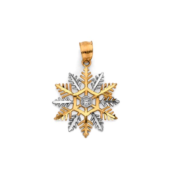 14K 2T Snowflakes Pendant