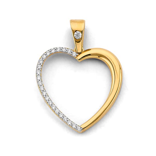 14K 2T CZ Heart Pendant