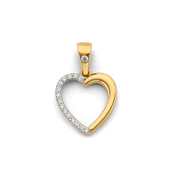 14K 2T CZ Heart Pendant