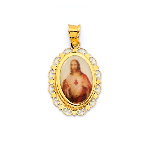 14KY Sac Red Heart of Jesus Pendant