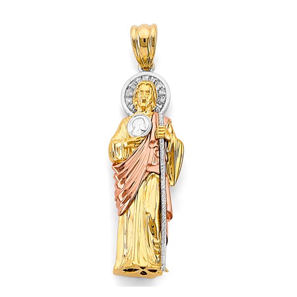 14K 3C CZ St. Jude Thaddues 3D Pendant