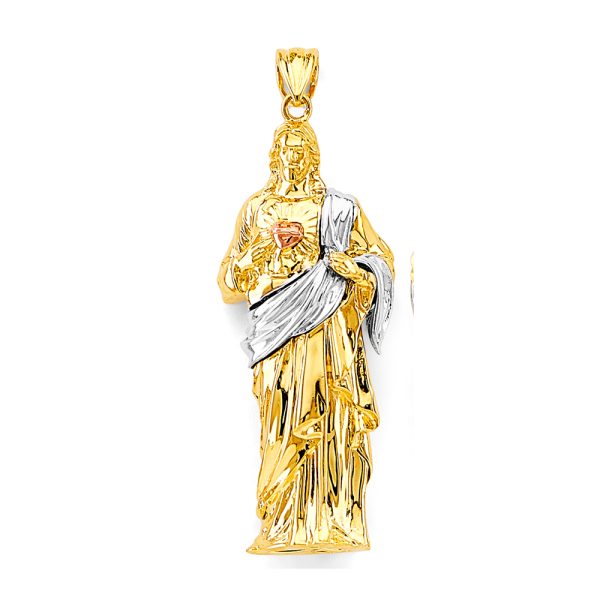 14K 3C Sac Red Heart of Jesus 3D Pendant