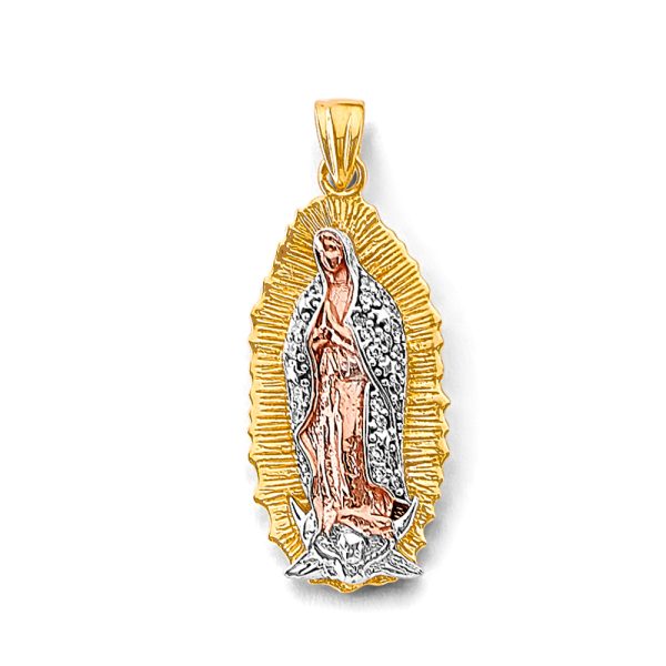 14K 3C CZ Guadalupe Pendant