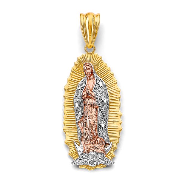 14K 3C CZ Guadalupe Pendant