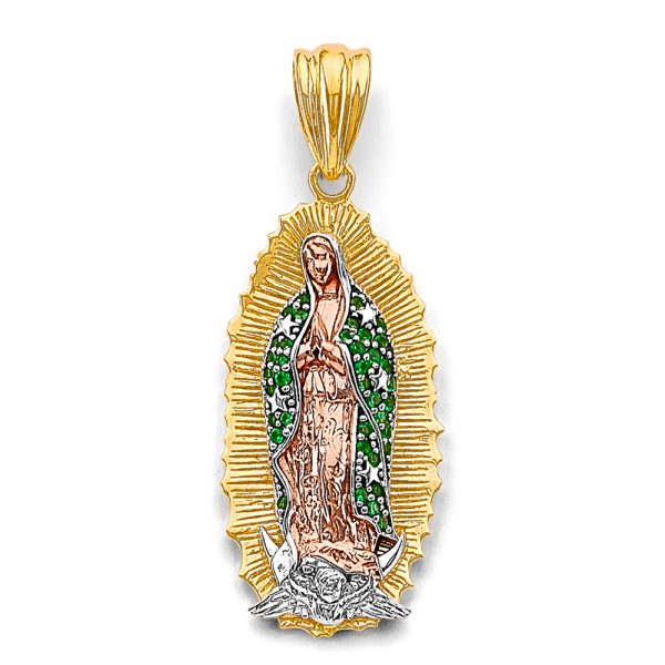 14K 3C CZ Guadalupe Pendant