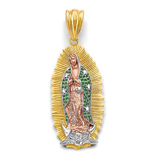 14K 3C CZ Guadalupe Pendant