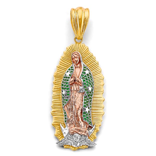 14K 3C CZ Guadalupe Pendant