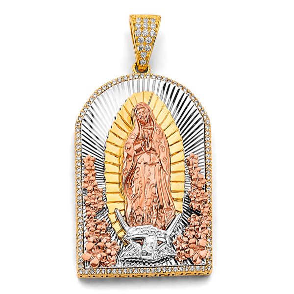 14K 3C CZ Guadalupe Pendant