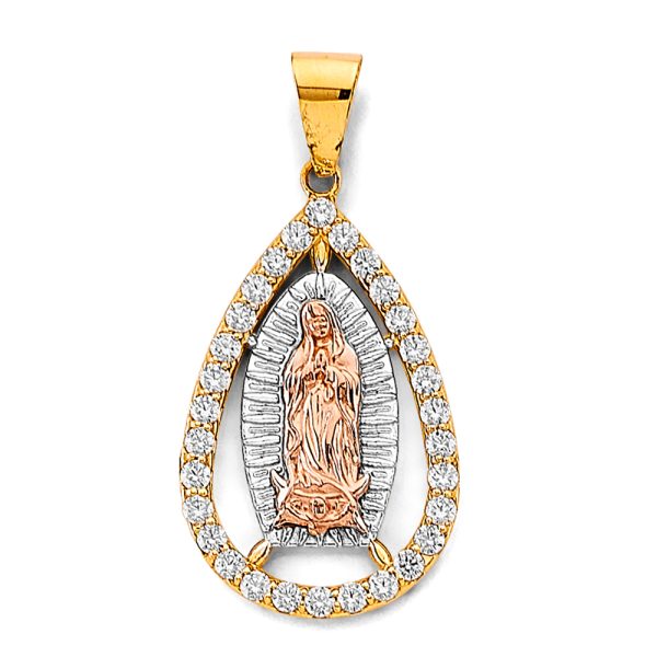 14K 3C CZ Guadalupe Pendant